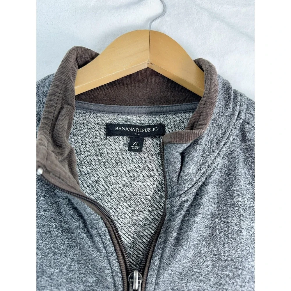 Banana Republic Jacket Mens Extra Large Gray Full Zip Elbow Patch Corduroy Trim‎